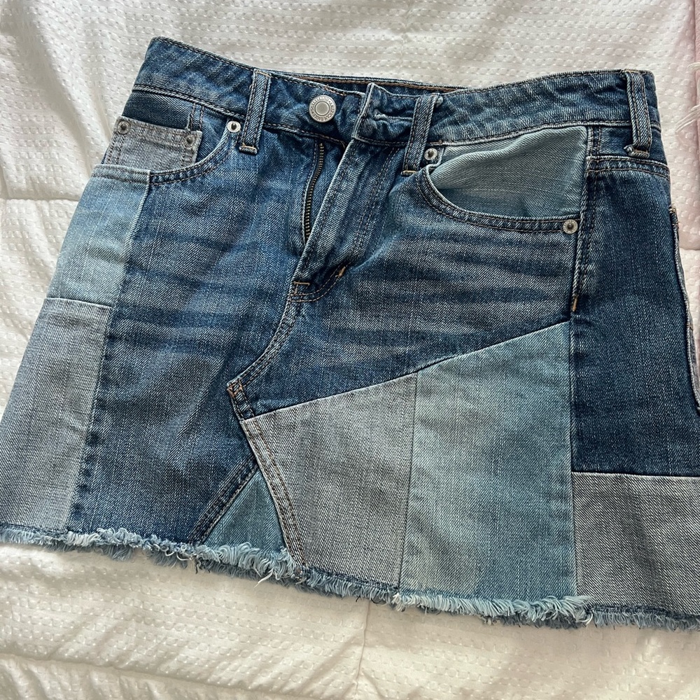 American Eagle Outfitters Blue Asymmetrical Mini Skirt